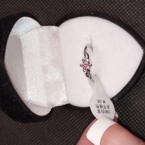 Adorable dainty light pink 18 karat white gold filled size 6